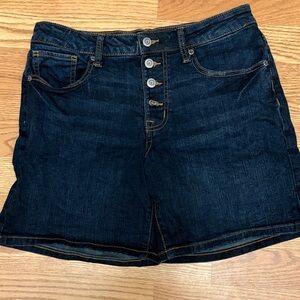 Maurices Dark Indigo Button-Front Denim Shorts